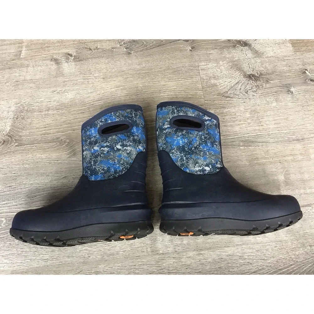 Bogs Boots Youth Kids 5 Blue Camo NeoClassic Waterproof Insulated Snow Winter